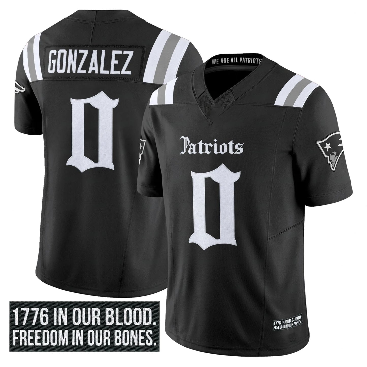 Christian Gonzalez New England Patriots Gothic Jersey - Black