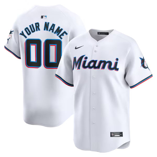 Custom Miami Marlins Home Limited Jersey - White