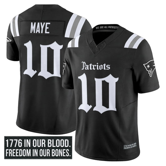 Drake Maye New England Patriots Gothic Jersey - Black