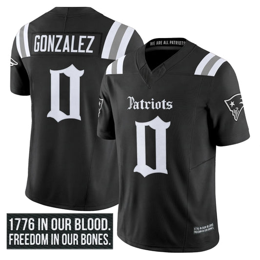 Christian Gonzalez New England Patriots Gothic Jersey - Black