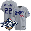Clayton Kershaw Los Angeles Dodgers Alternate Road Limited 2025 World Series Jersey - Gray