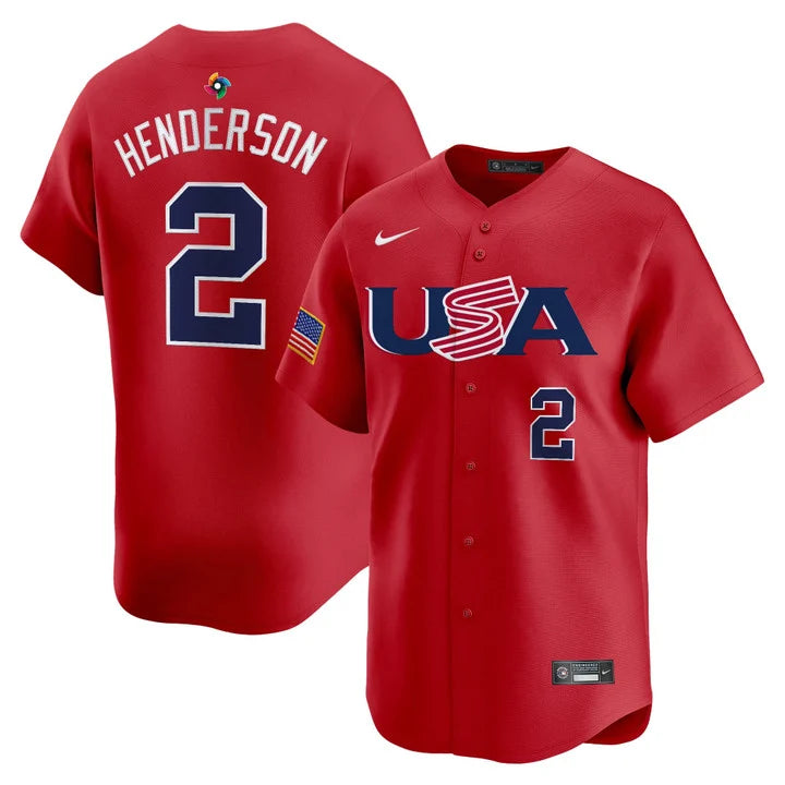 Gunnar Henderson USA Baseball 2026 World Baseball Classic Alternate Stadium Jersey - Red
