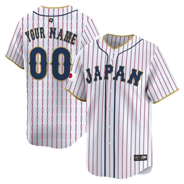 Custom Japan Baseball 2026 World Baseball Classic Road Stadium Jersey - White