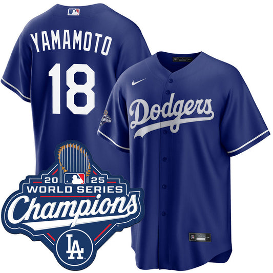 Yoshinobu Yamamoto Los Angeles Dodgers 2025 Alternate World Series Champions Jersey - Royal
