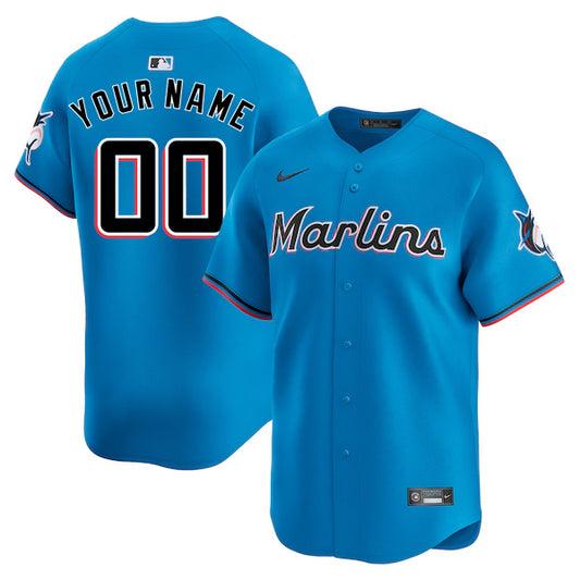 Custom Miami Marlins Alternate Limited Jersey - Blue