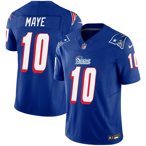 Drake Maye New England Patriots 1996 Throwback Stitched Jersey – Royal