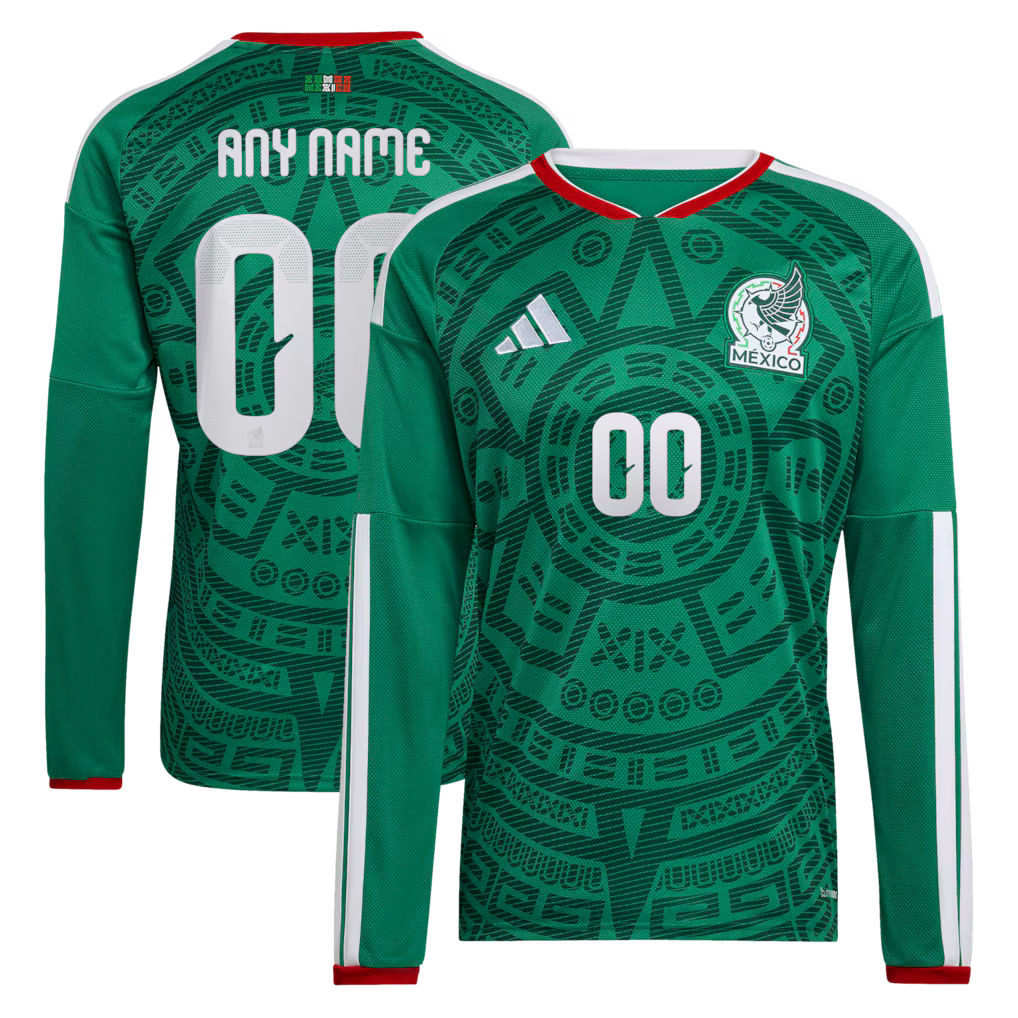 Custom Mexico National Team FIFA x World Cup 2026 Home On Field Jersey - Long Sleeve - Green