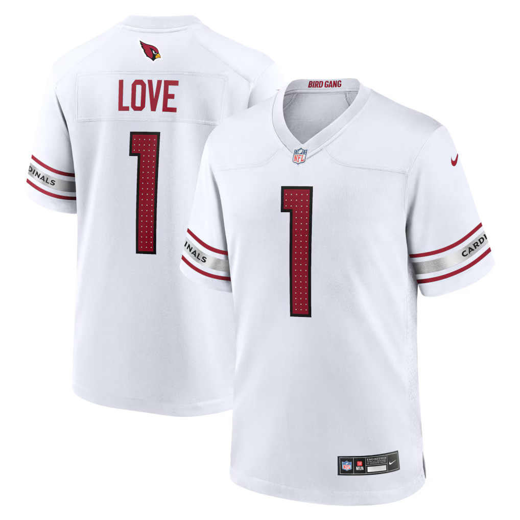 Jeremiyah Love Arizona Cardinals 2026 NFL Draft First Round Pick No. 3 Jersey - White